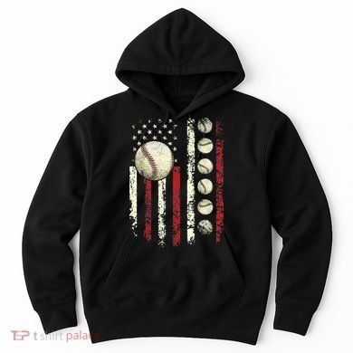 Vintage Baseball American Flag Hoodie