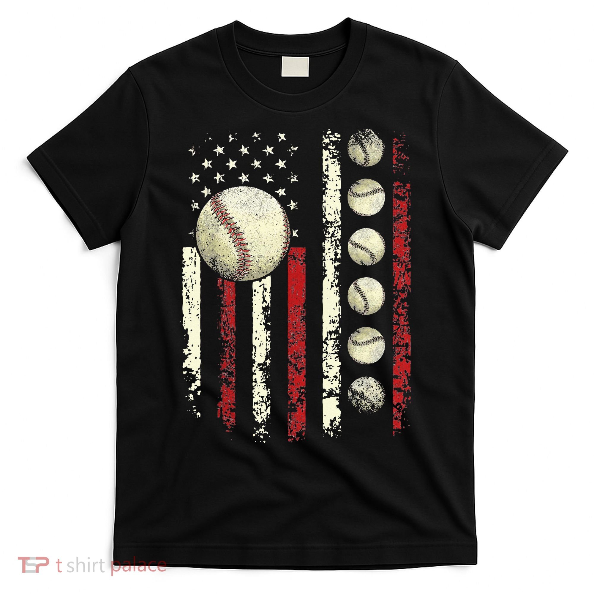 Vintage Baseball American Flag T-Shirt