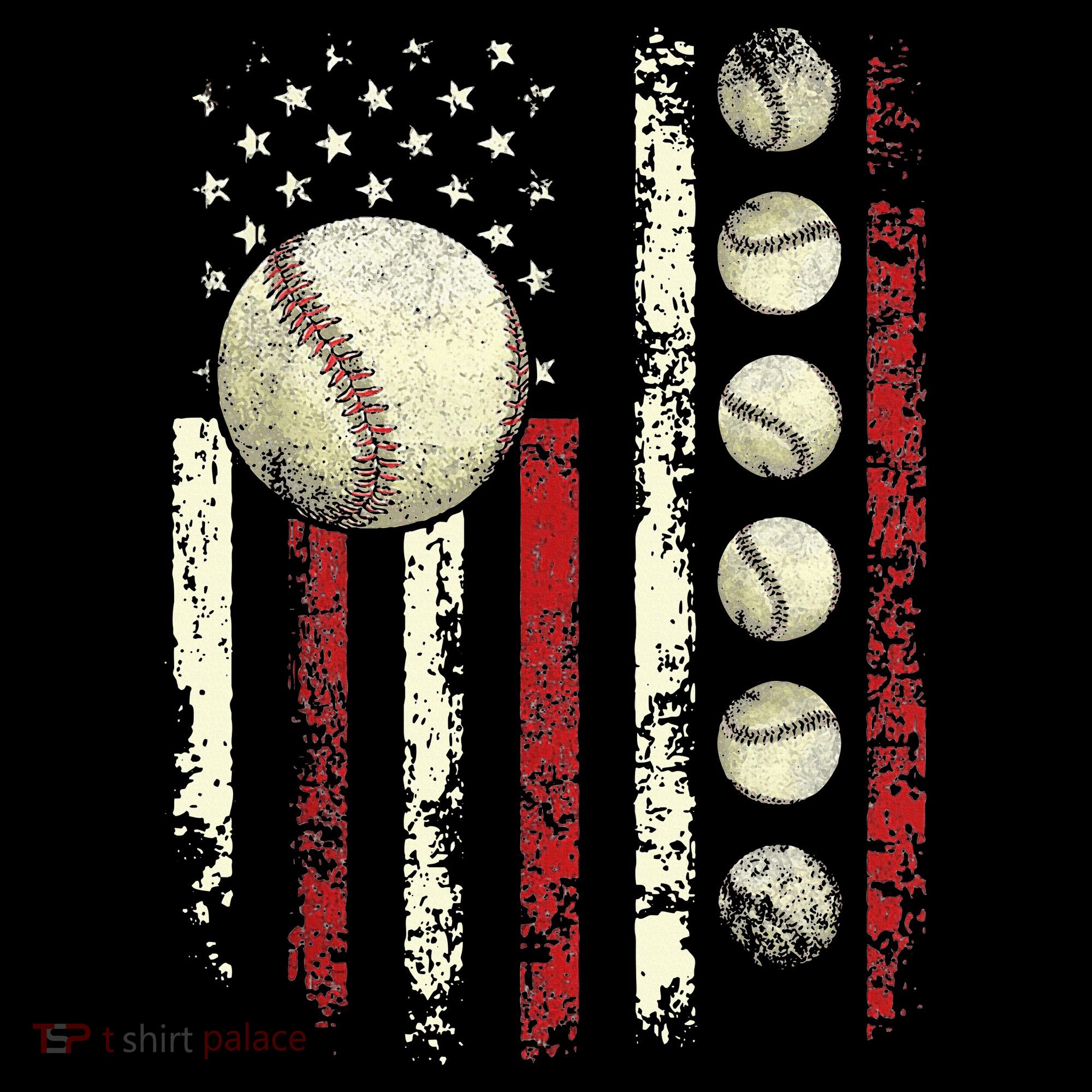Vintage Baseball American Flag T-Shirt