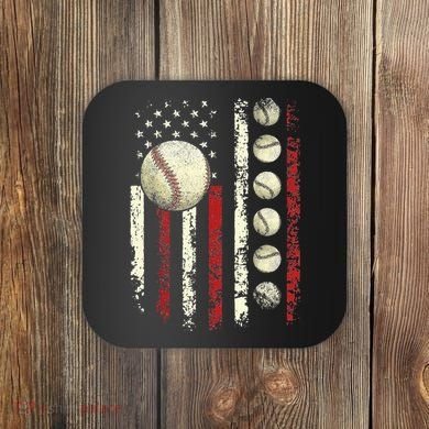 Vintage Baseball American Flag Coaster