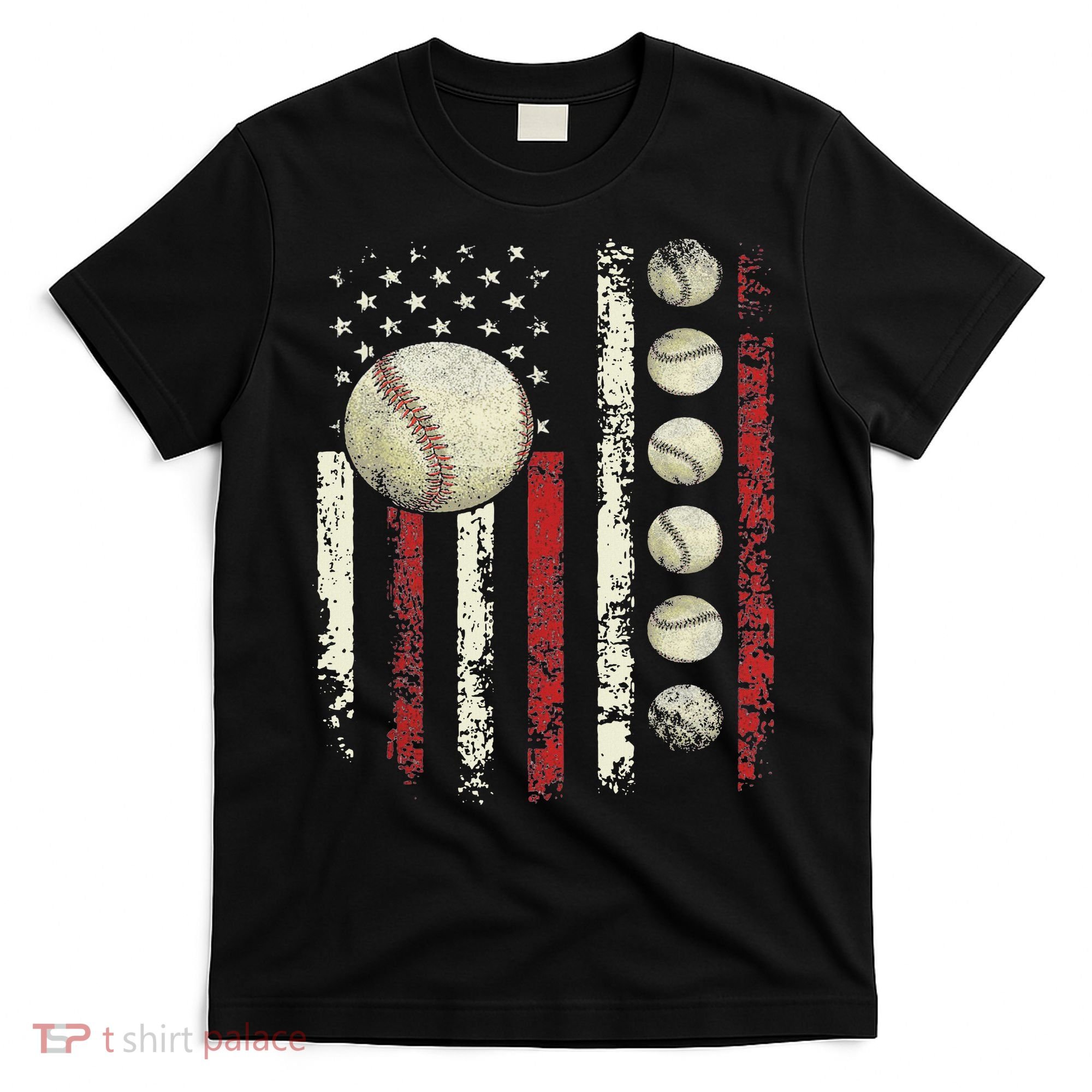 Vintage Baseball American Flag For Women T-Shirt