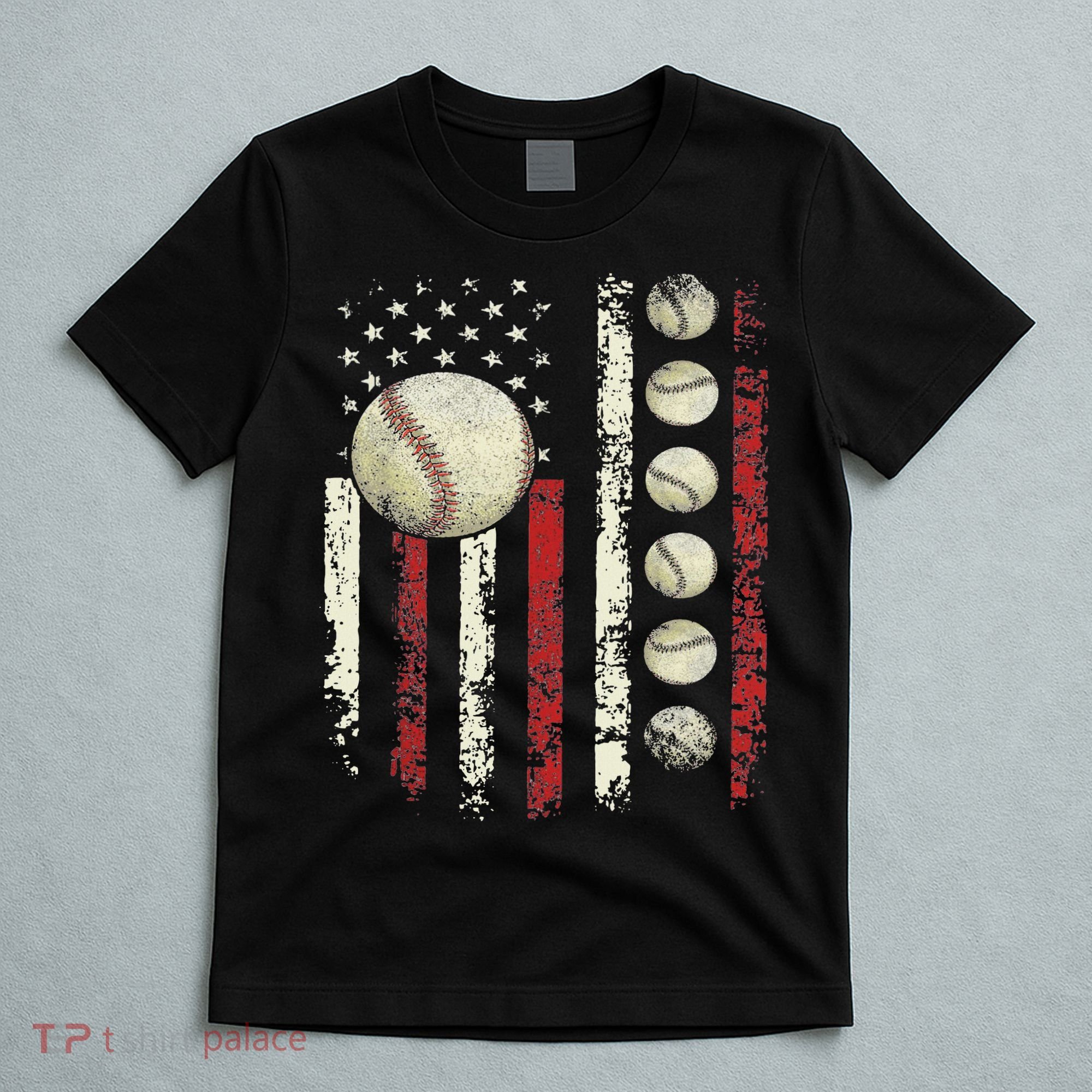 Vintage Baseball American Flag For Women T-Shirt