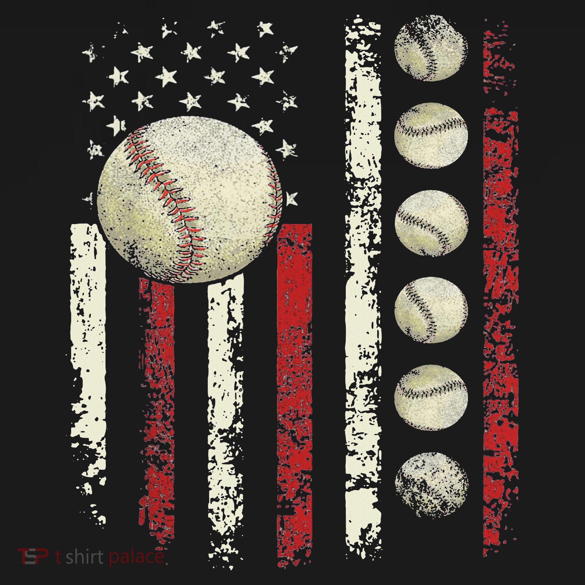 Vintage Baseball American Flag For Women T-Shirt