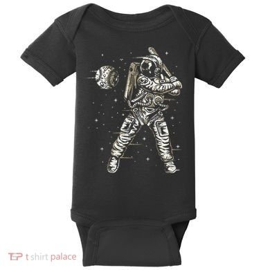 Vintage Baseball Astronaut  Space Baseball Baby Bodysuit