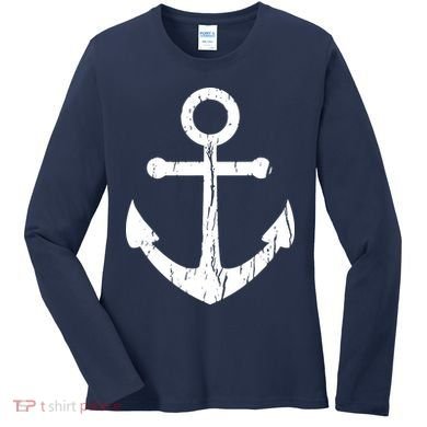 Vintage Boat Anchor Nautical Sailing Women's Long Sleeve Shirt