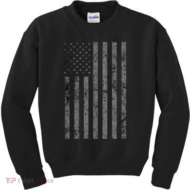 Vintage Black American Flag Kids Sweatshirt