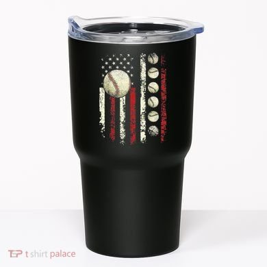 Vintage Baseball American Flag Tumbler