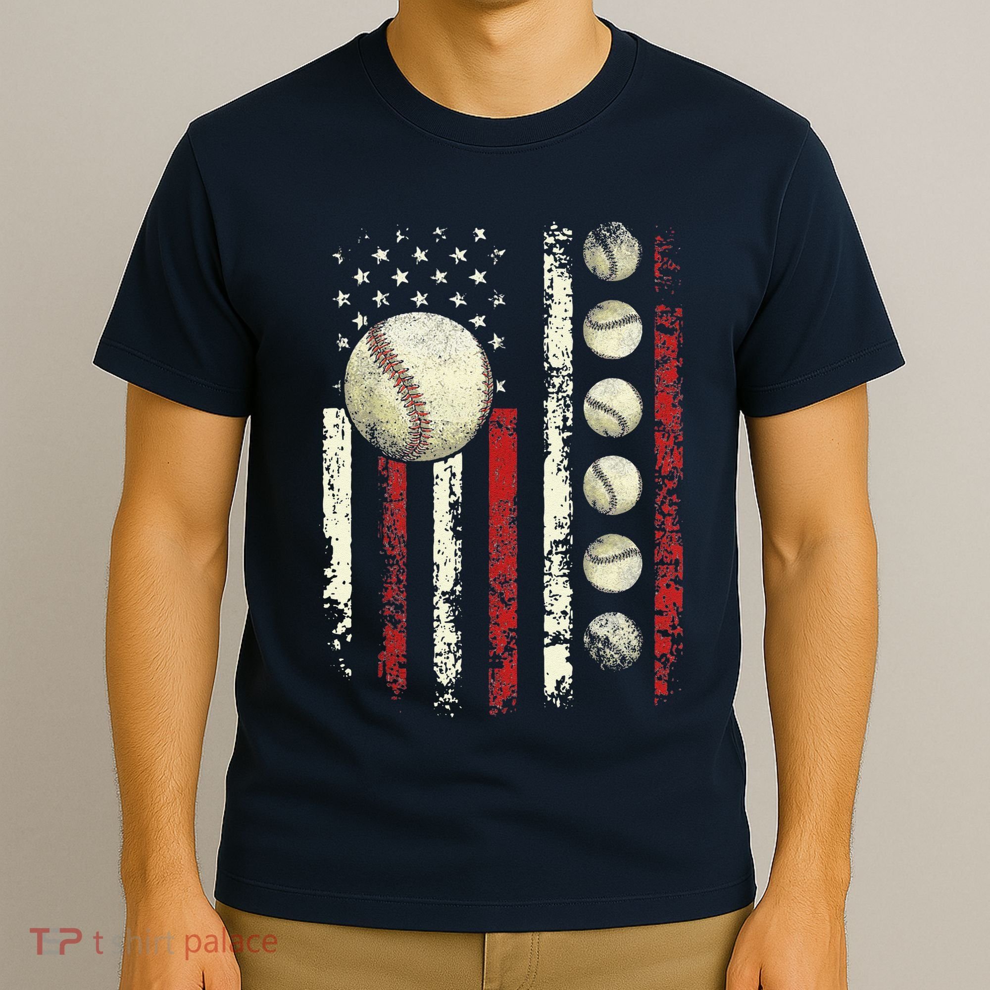 Vintage Baseball American Flag T-Shirt