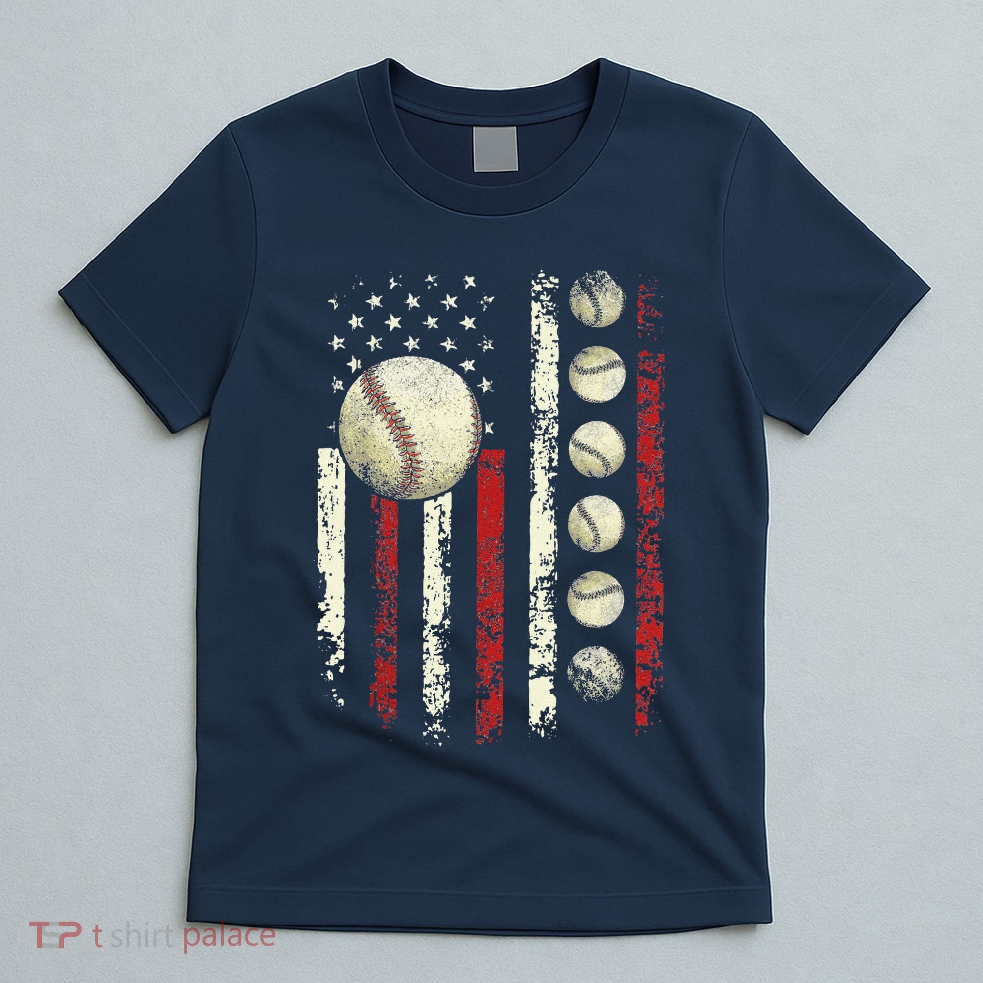 Vintage Baseball American Flag T-Shirt