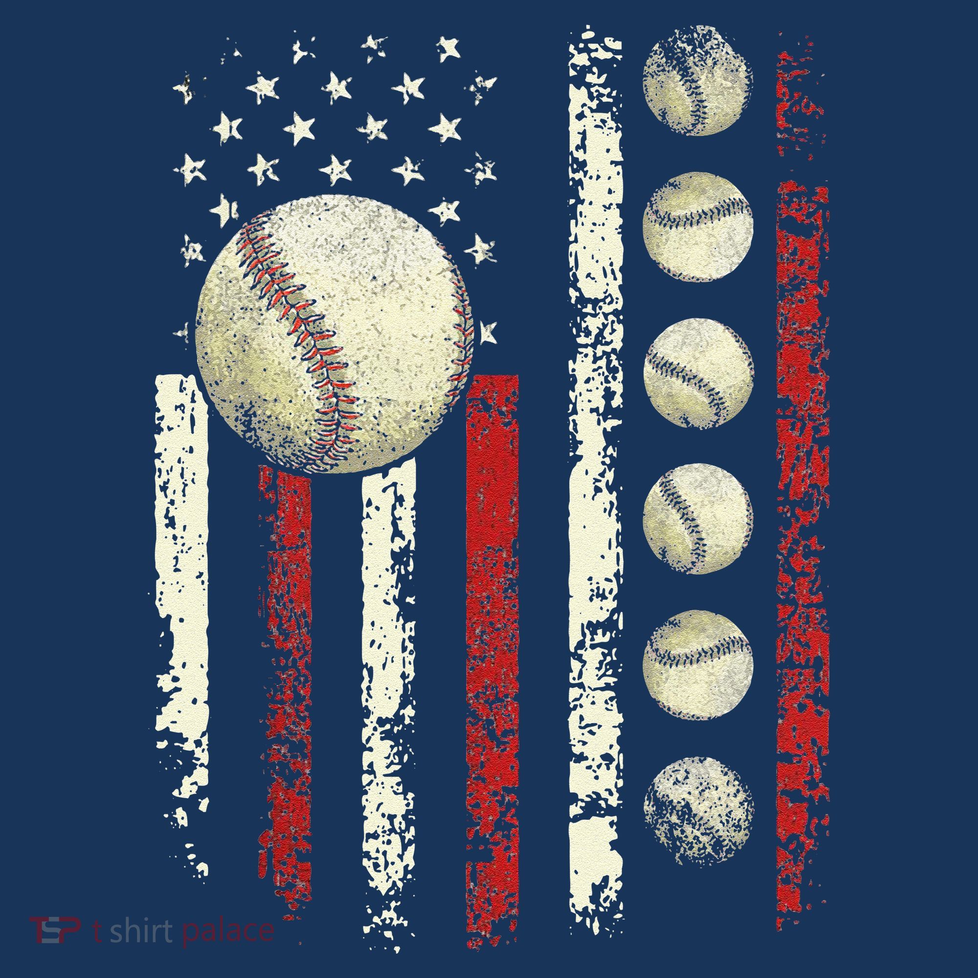 Vintage Baseball American Flag T-Shirt