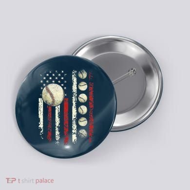 Vintage Baseball American Flag Button