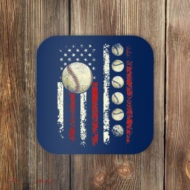 Vintage Baseball American Flag Coaster
