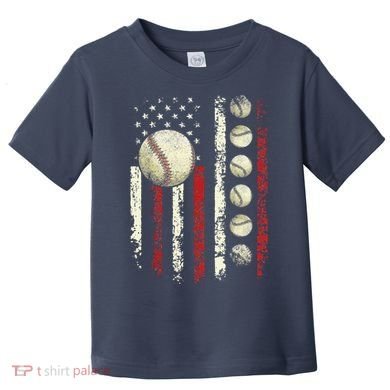 Vintage Baseball American Flag Toddler T-Shirt
