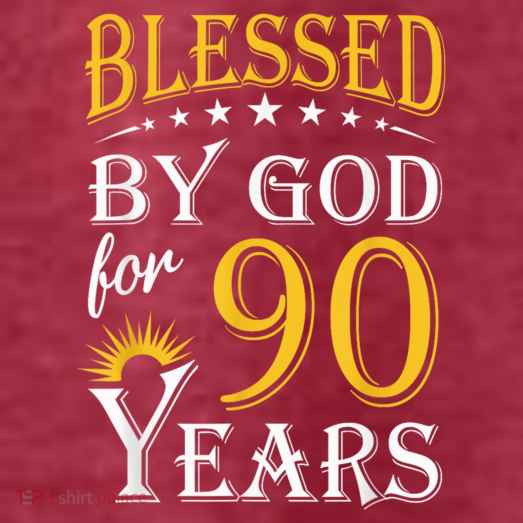 Vintage Blessed By God For 90 Years Happy 90th Birthday Present T-Shirt