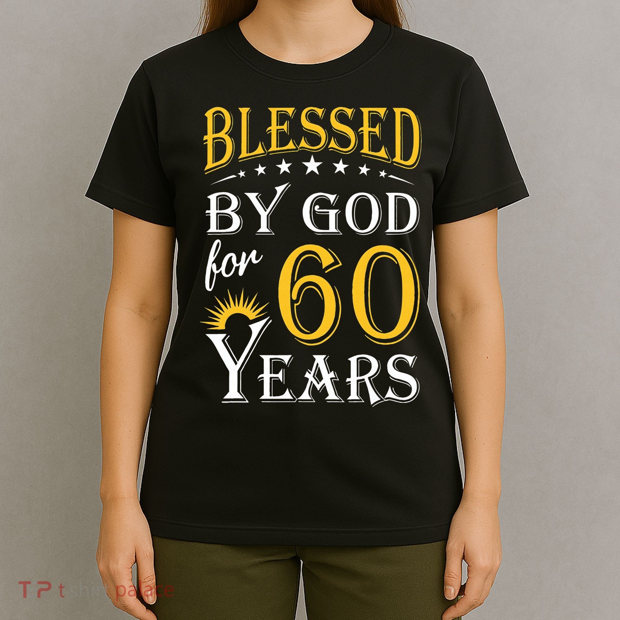 Vintage Blessed By God For 60 Years Happy 60th Birthday T-Shirt
