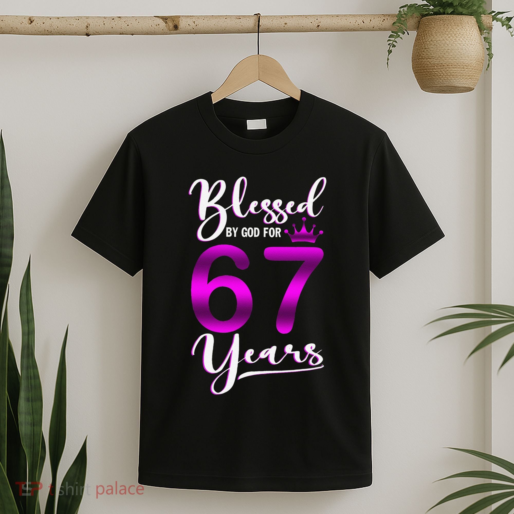 Vintage Blessed By God For 67 Years Old Happy 67th Birthday T-Shirt