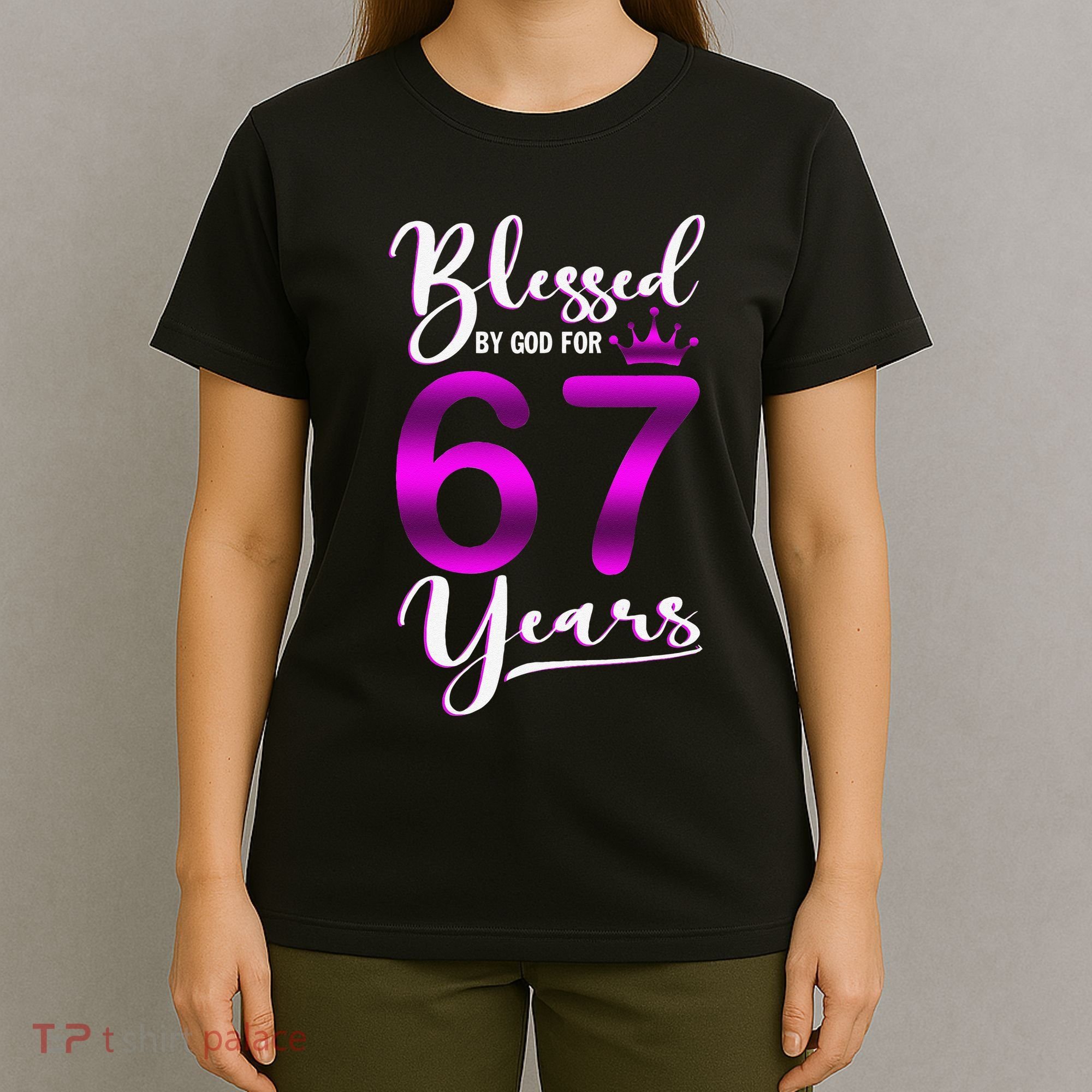 Vintage Blessed By God For 67 Years Old Happy 67th Birthday T-Shirt