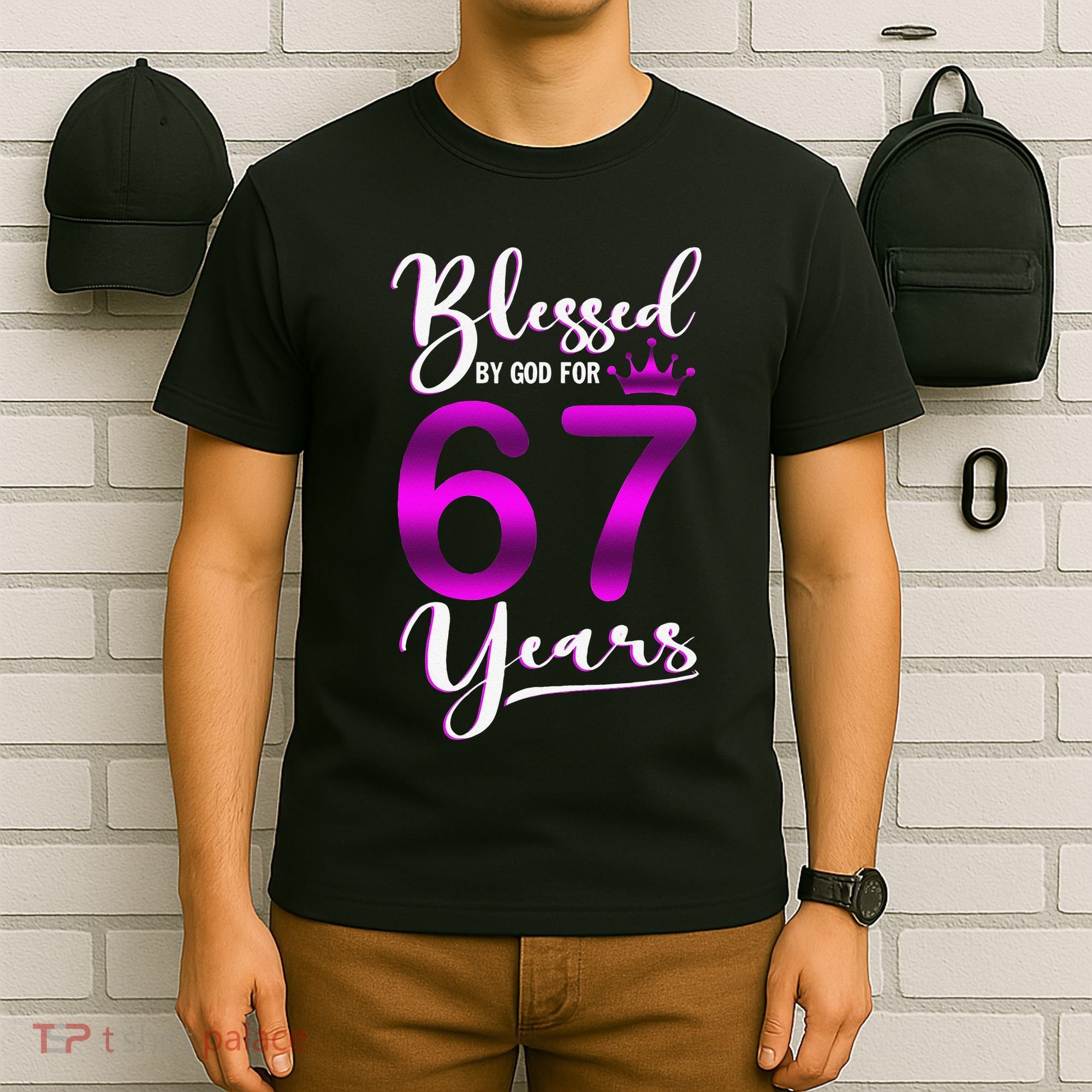 Vintage Blessed By God For 67 Years Old Happy 67th Birthday T-Shirt