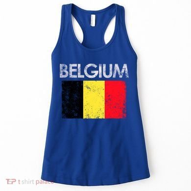 Vintage Belgium Belgian Flag Pride Gift Women's Tank Top