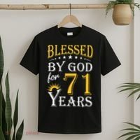 Vintage Blessed By God For 71 Years Happy 71st Birthday T-Shirt thumb 2