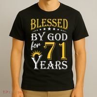 Vintage Blessed By God For 71 Years Happy 71st Birthday T-Shirt thumb 3