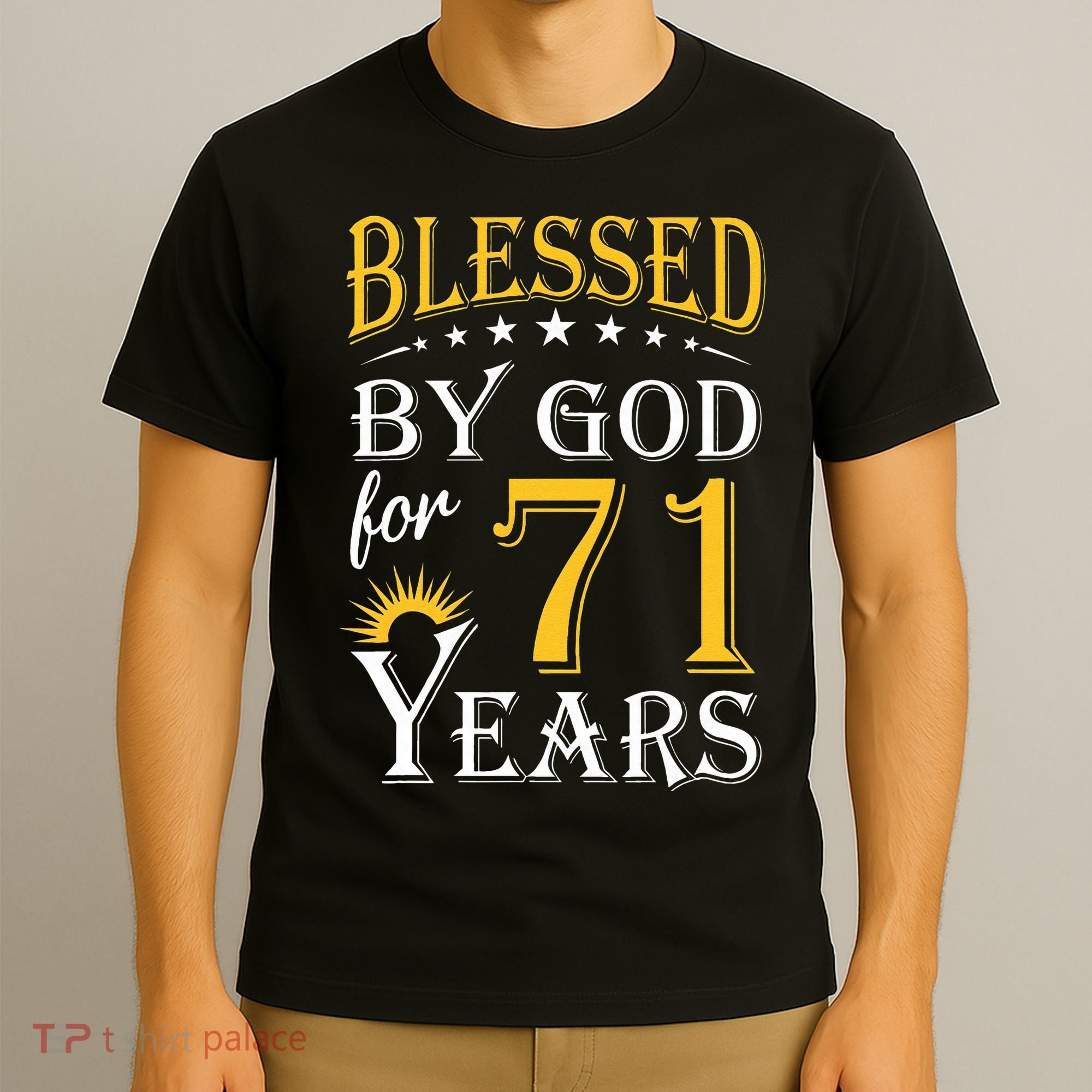 Vintage Blessed By God For 71 Years Happy 71st Birthday T-Shirt