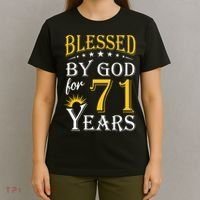 Vintage Blessed By God For 71 Years Happy 71st Birthday T-Shirt thumb 4