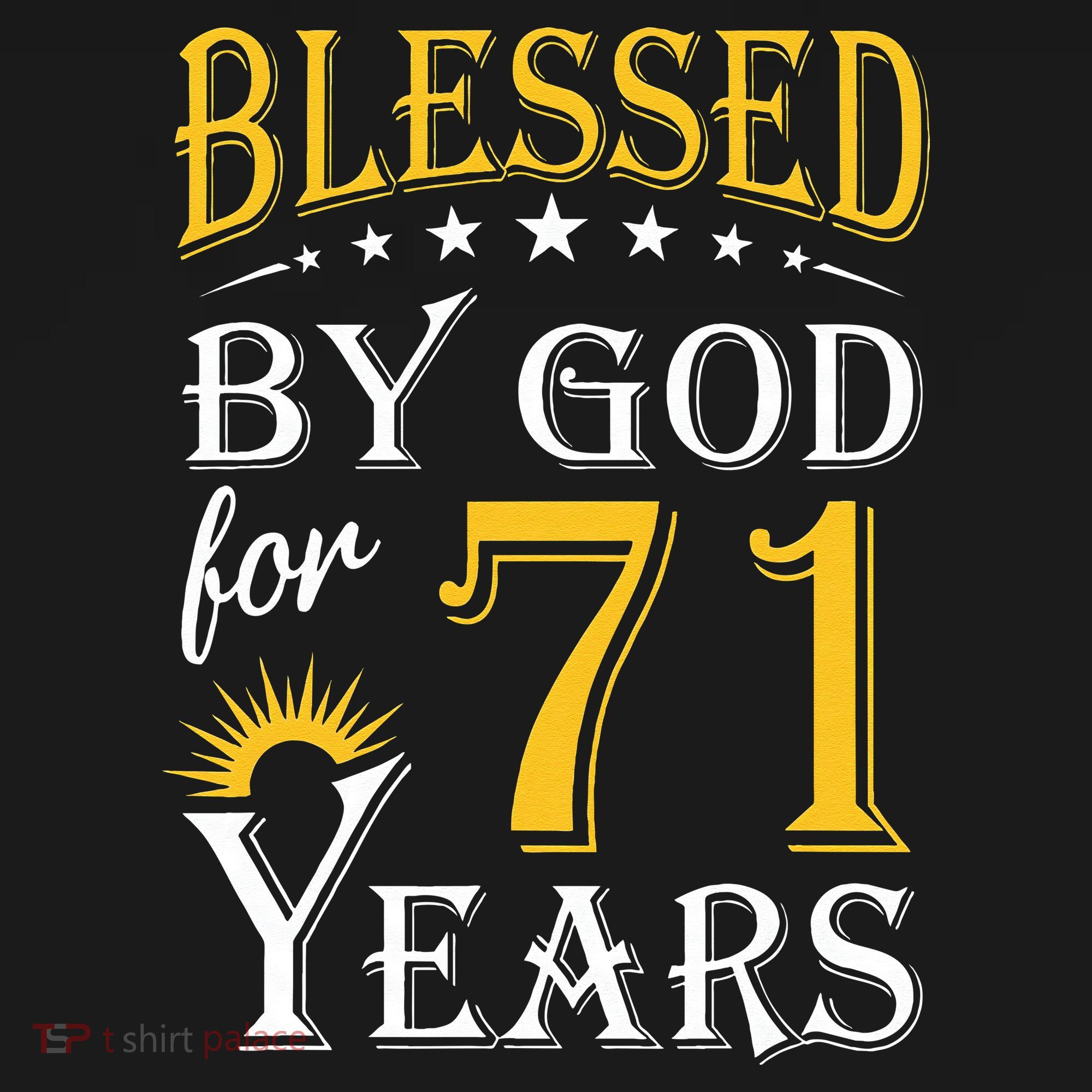Vintage Blessed By God For 71 Years Happy 71st Birthday T-Shirt