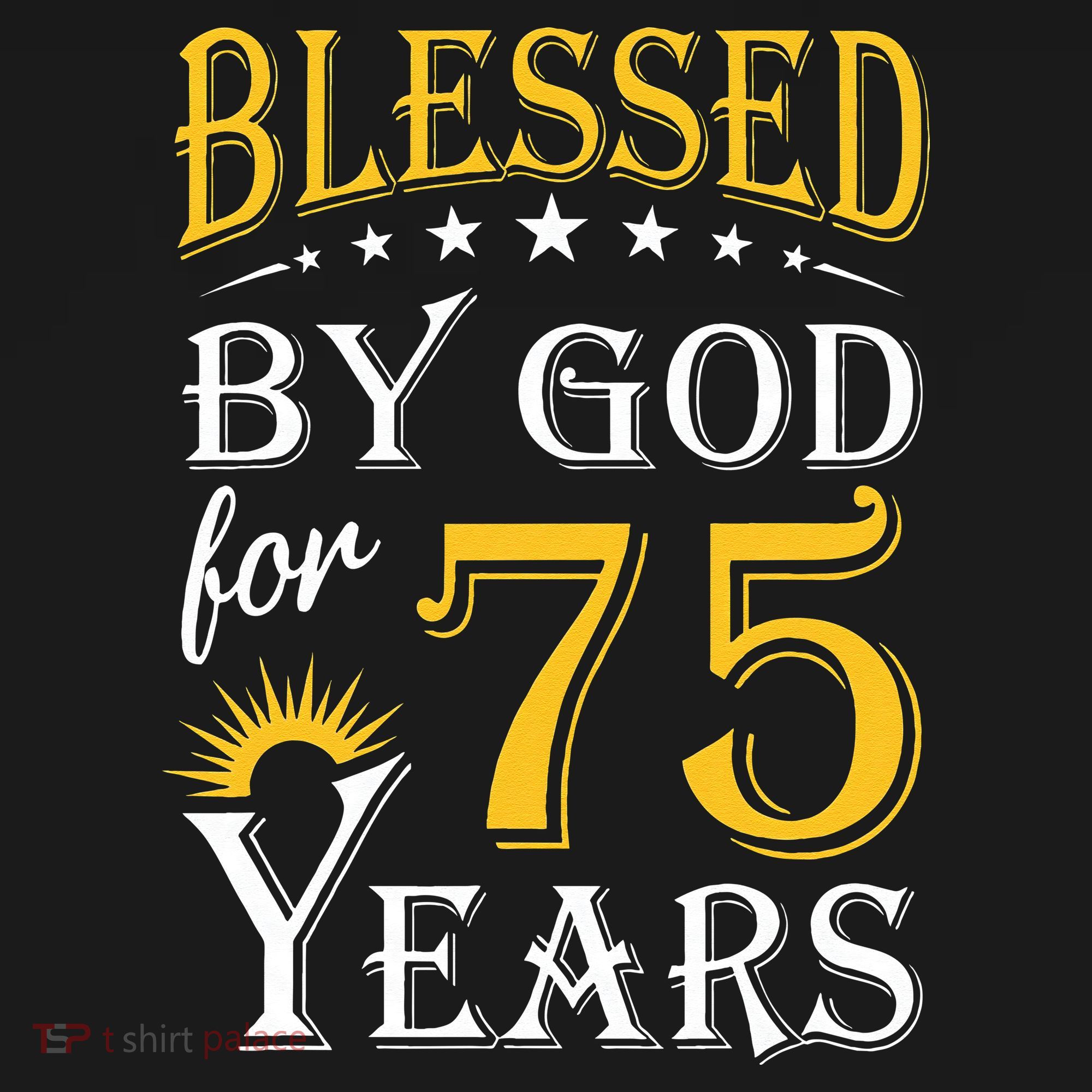Vintage Blessed By God For 75 Years Happy 75th Birthday T-Shirt