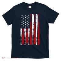 Vintage Baseball Bat American Usa Flag Graphic T-Shirt thumb 0