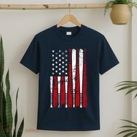 Vintage Baseball Bat American Usa Flag Graphic T-Shirt thumb 2