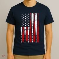 Vintage Baseball Bat American Usa Flag Graphic T-Shirt thumb 3
