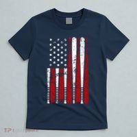 Vintage Baseball Bat American Usa Flag Graphic T-Shirt thumb 5