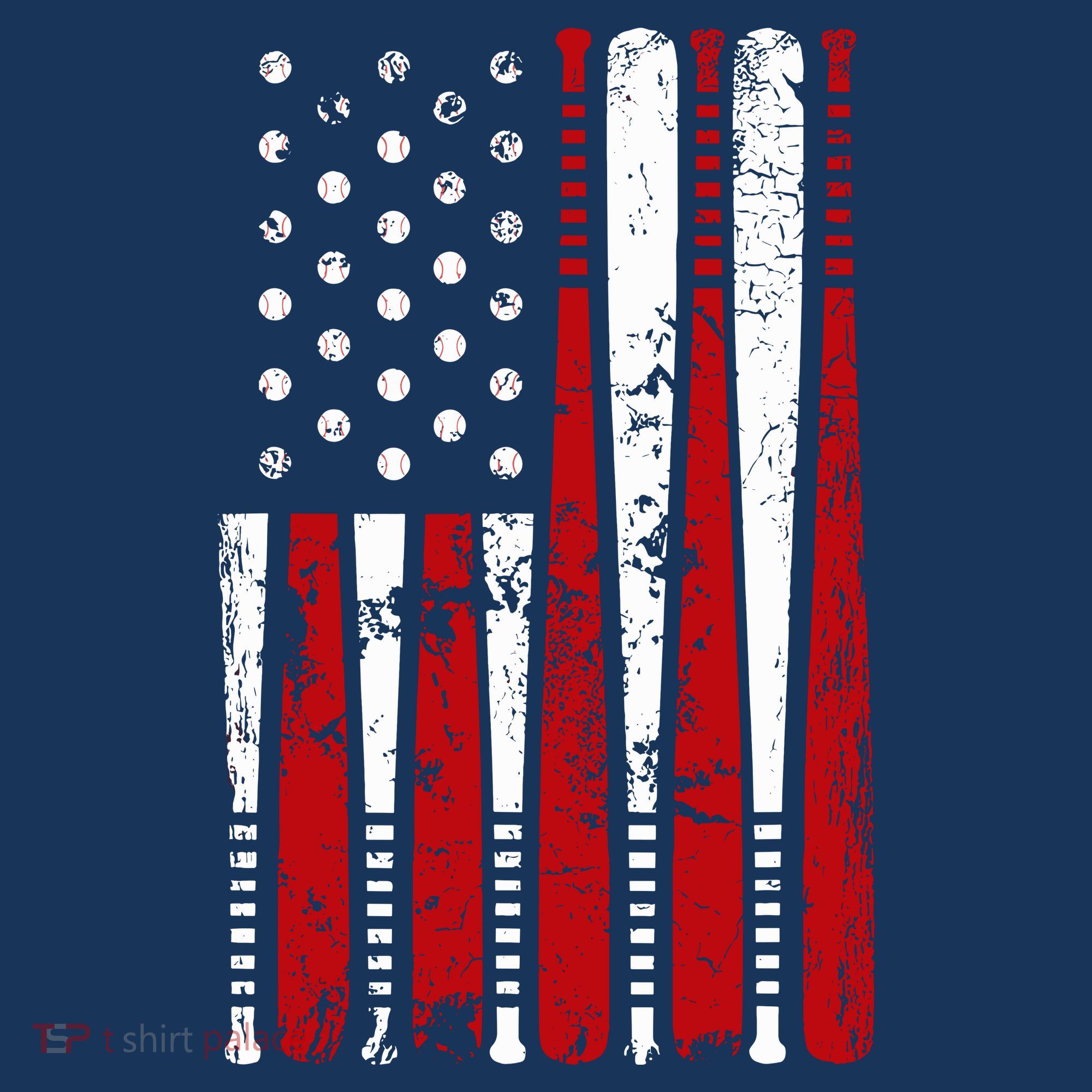 Vintage Baseball Bat American Usa Flag Graphic T-Shirt