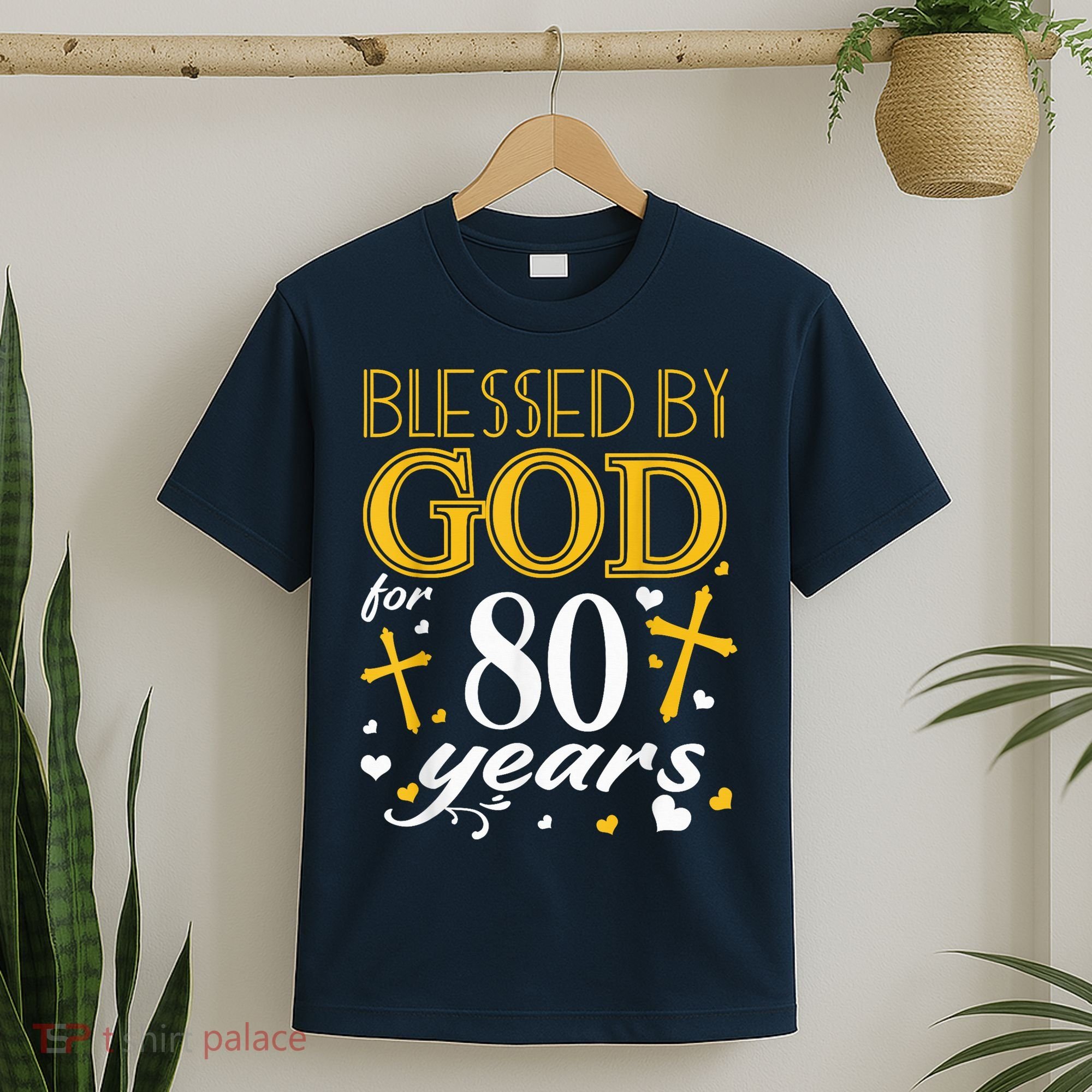 Vintage Blessed By God For 80 Years Happy 80th Birthday T-Shirt