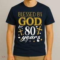Vintage Blessed By God For 80 Years Happy 80th Birthday T-Shirt thumb 3