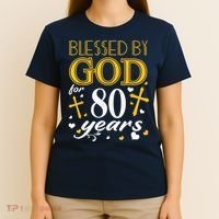 Vintage Blessed By God For 80 Years Happy 80th Birthday T-Shirt thumb 4