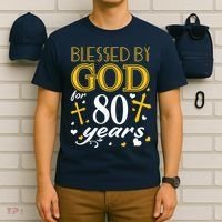 Vintage Blessed By God For 80 Years Happy 80th Birthday T-Shirt thumb 6