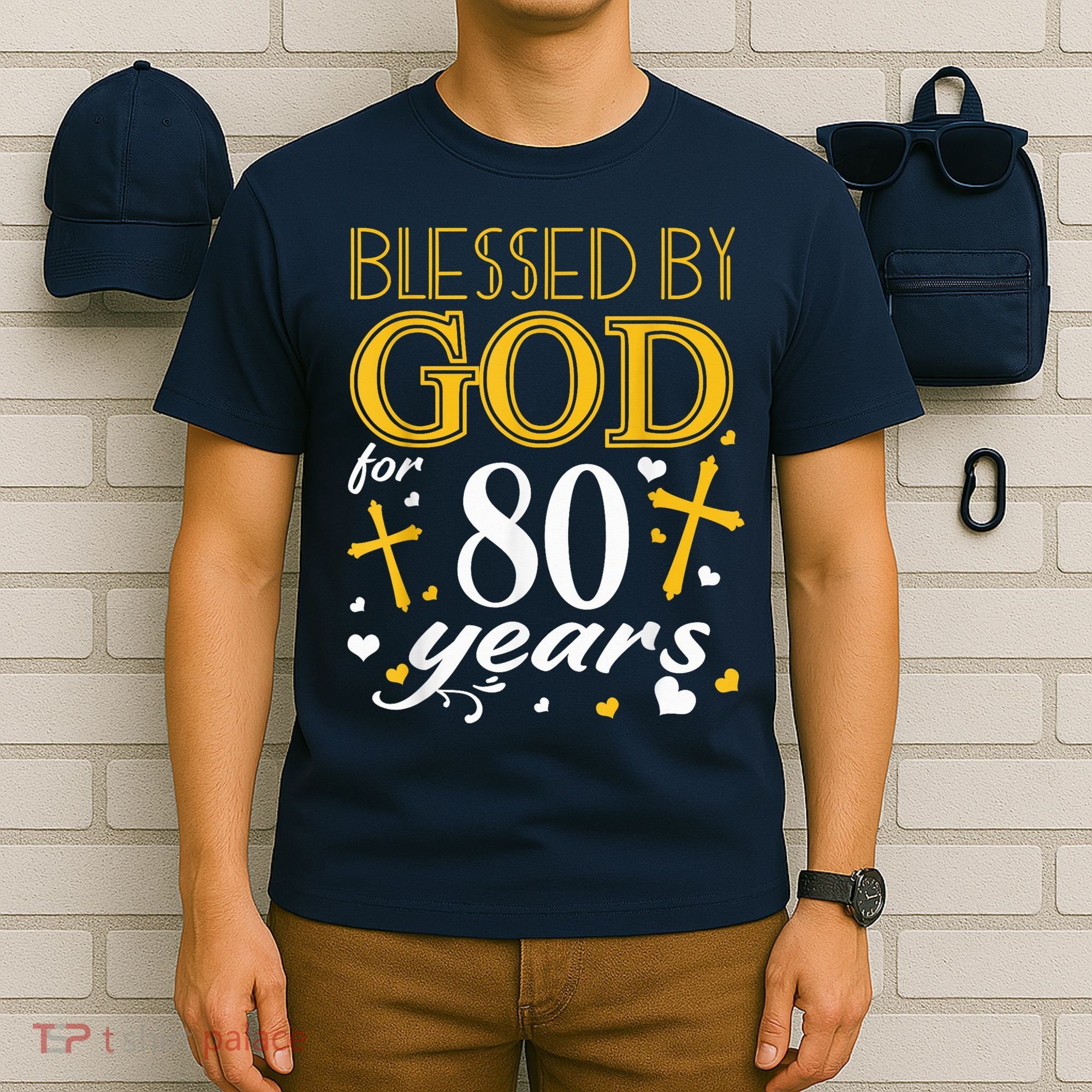 Vintage Blessed By God For 80 Years Happy 80th Birthday T-Shirt