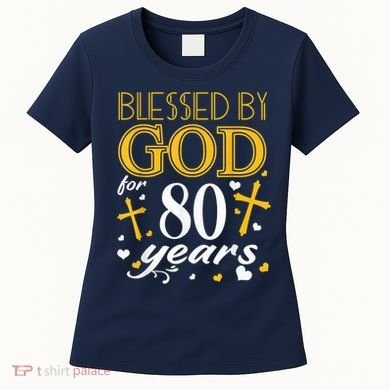 Vintage Blessed By God For 80 Years Happy 80th Birthday Women's T-Shirt