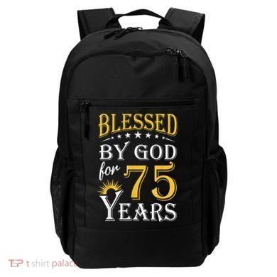 Vintage Blessed by God for 75 years Happy 75th Birthday Present Backpack