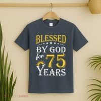 Vintage Blessed by God for 75 years Happy 75th Birthday Present T-Shirt thumb 2
