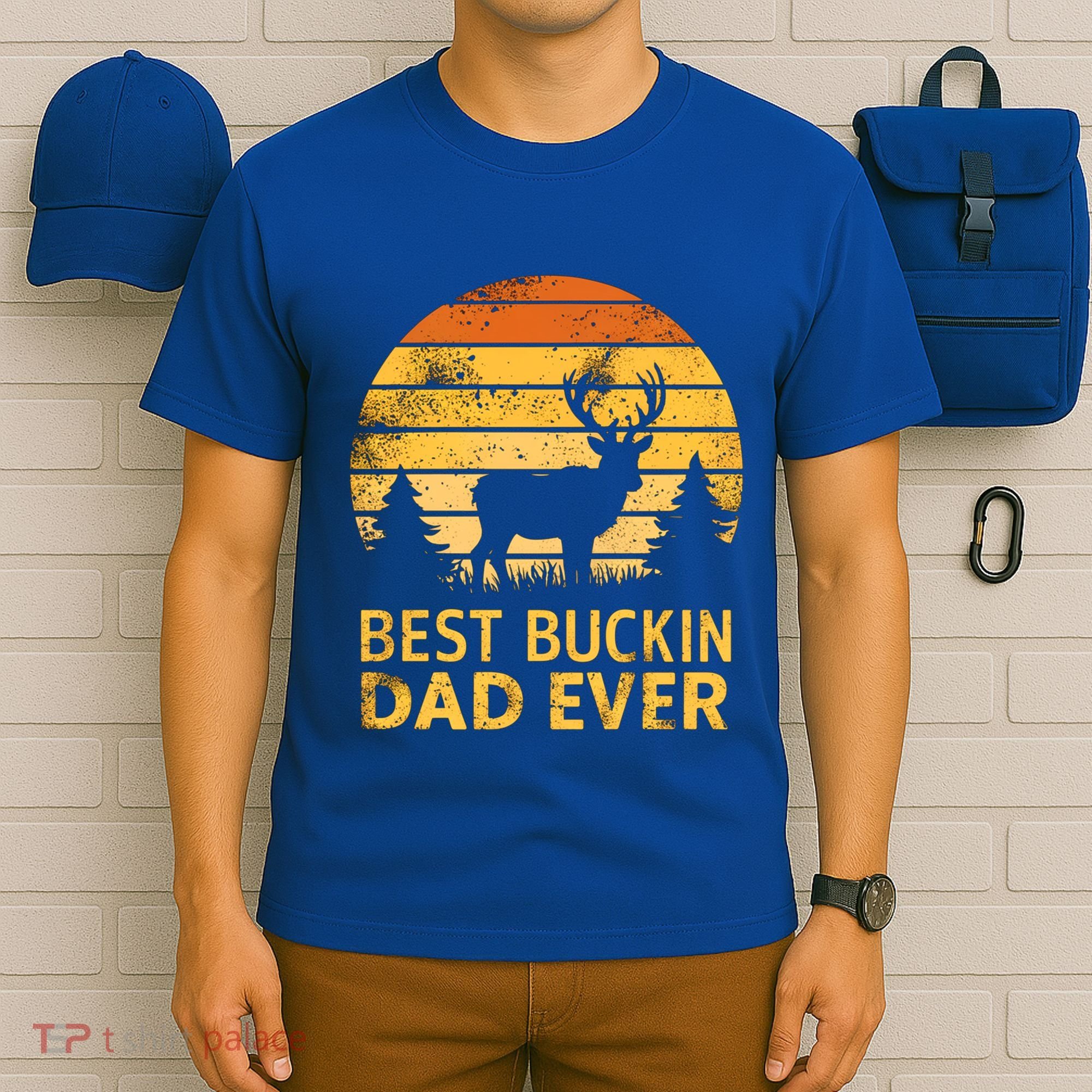 Vintage Best Buckin Dad Ever Mazing Papa Funny Hunting Gift T-Shirt