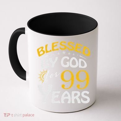 Vintage Blessed By God For 99 Years Old Happy 99th Birthday Coffee Mug