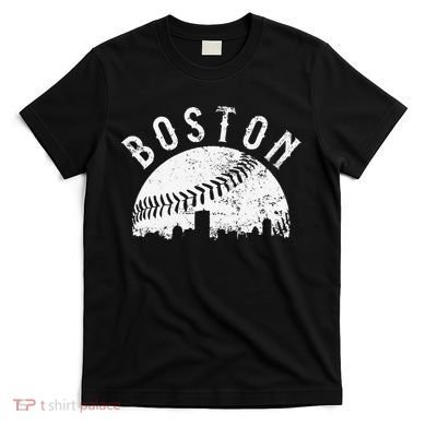 Vintage Baseball Boston Massachusetts Skyline Apparel T-Shirt