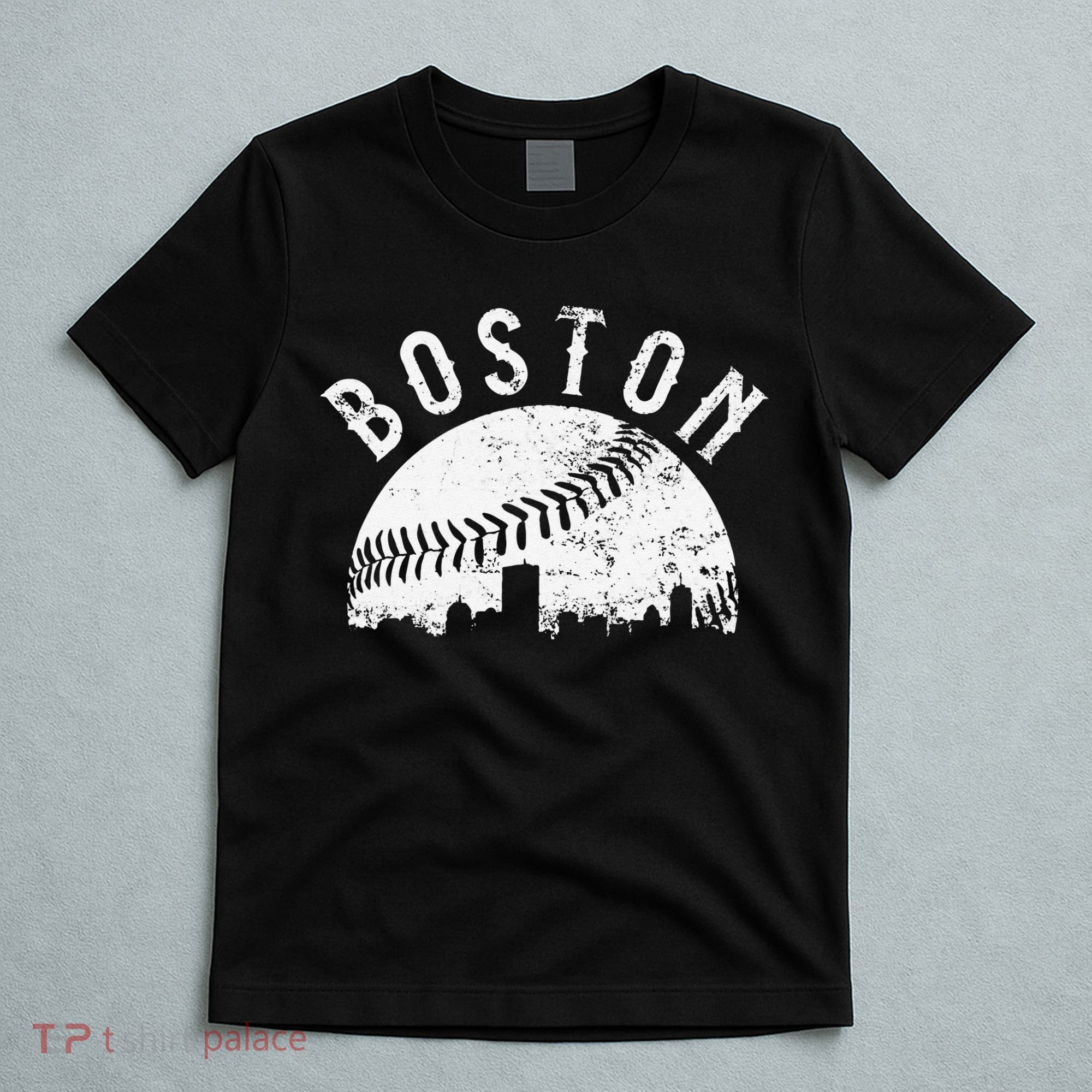 Vintage Baseball Boston Massachusetts Skyline Apparel T-Shirt