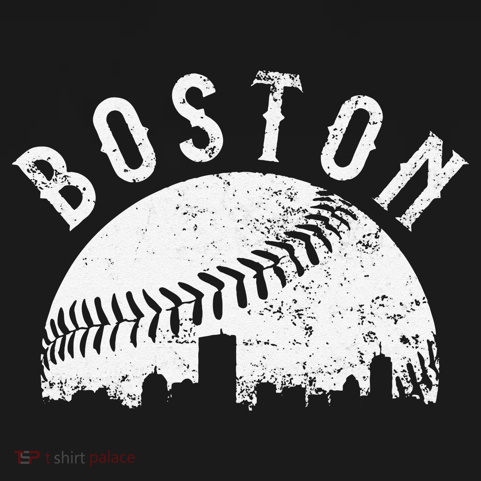 Vintage Baseball Boston Massachusetts Skyline Apparel T-Shirt