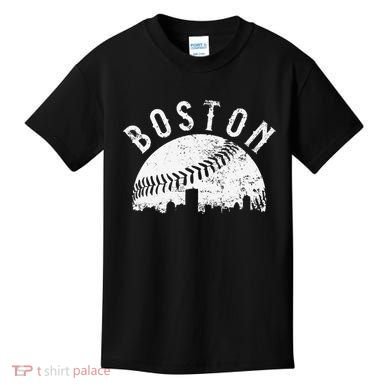 Vintage Baseball Boston Massachusetts Skyline Apparel Kids T-Shirt