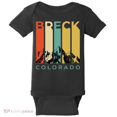 Vintage Breckenridge “Breck” Colorado Retro Colored Stripes Baby Bodysuit