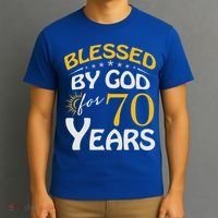 Vintage Blessed By God For 70 Years Old Happy 70th Birthday Cute Gift T-Shirt thumb 3